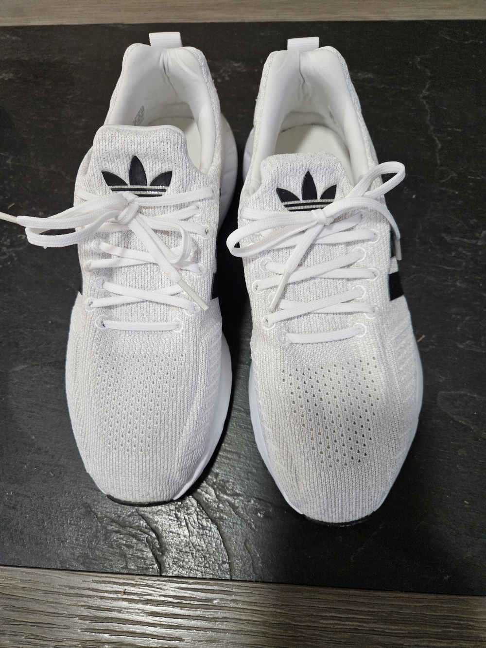 Like New Adidas Men’s White Trainers with Black Trefoil